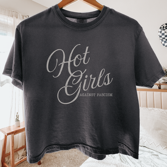 Hot Girls Against Fascism | Mid-Length Cropped Tee