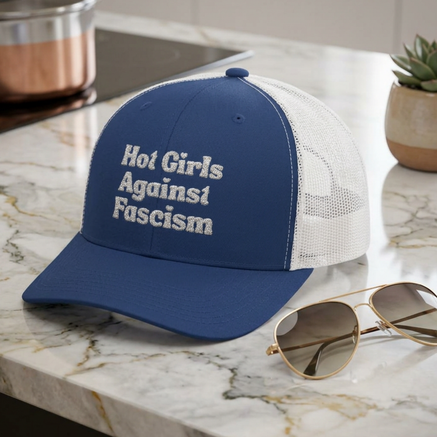 Hot Girls Against Fascism | Embroidered Trucker Hat