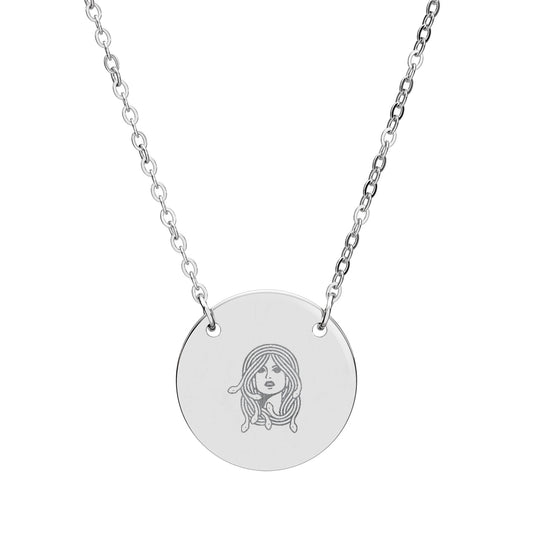 Medusa Greek Mythology | Engraved Circle Pendant Necklace