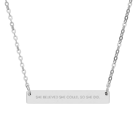 She Believed She Could So She Did | 18K Gold-Plated Horizontal Bar Necklace