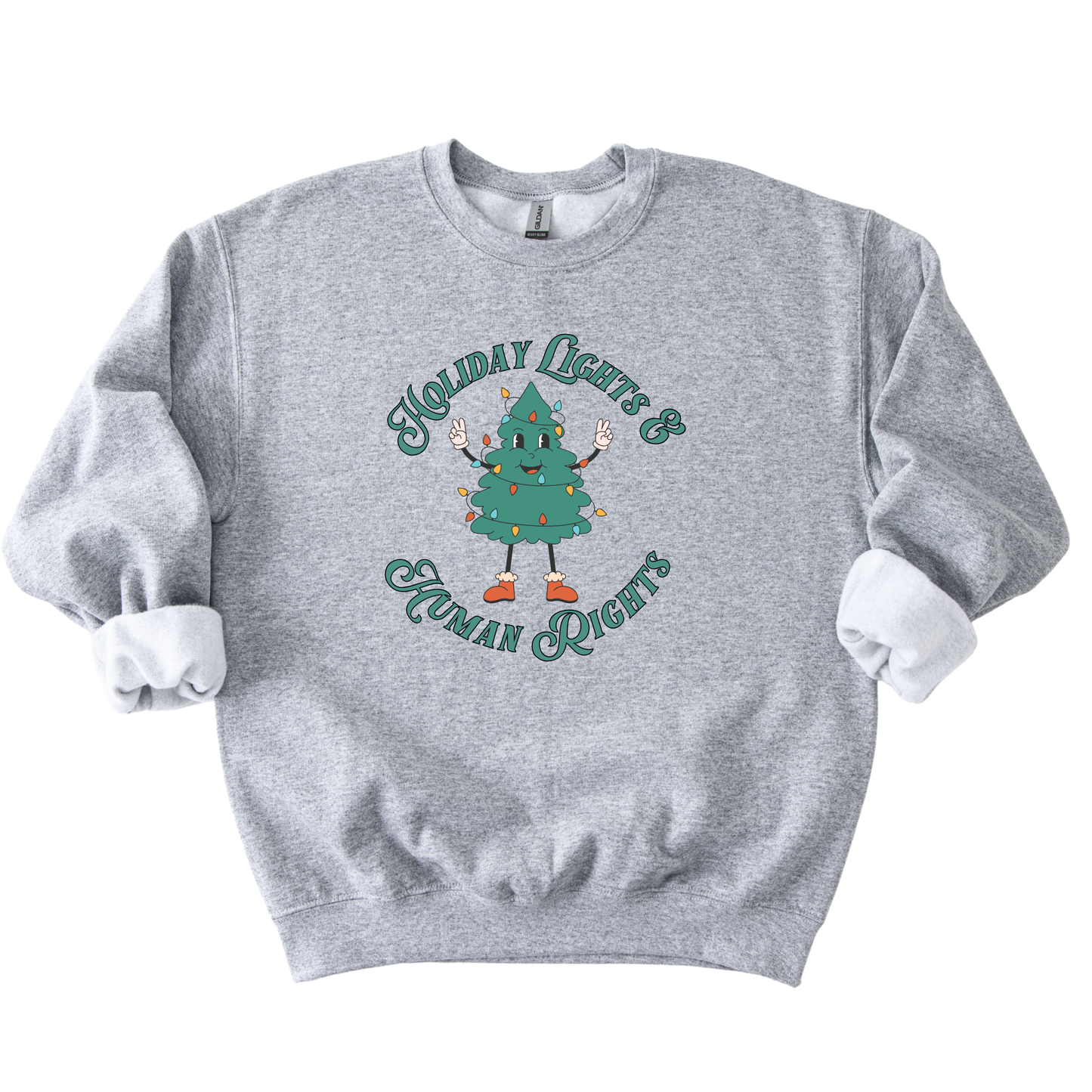 Holiday Lights & Human Rights Christmas Tree Sweatshirt