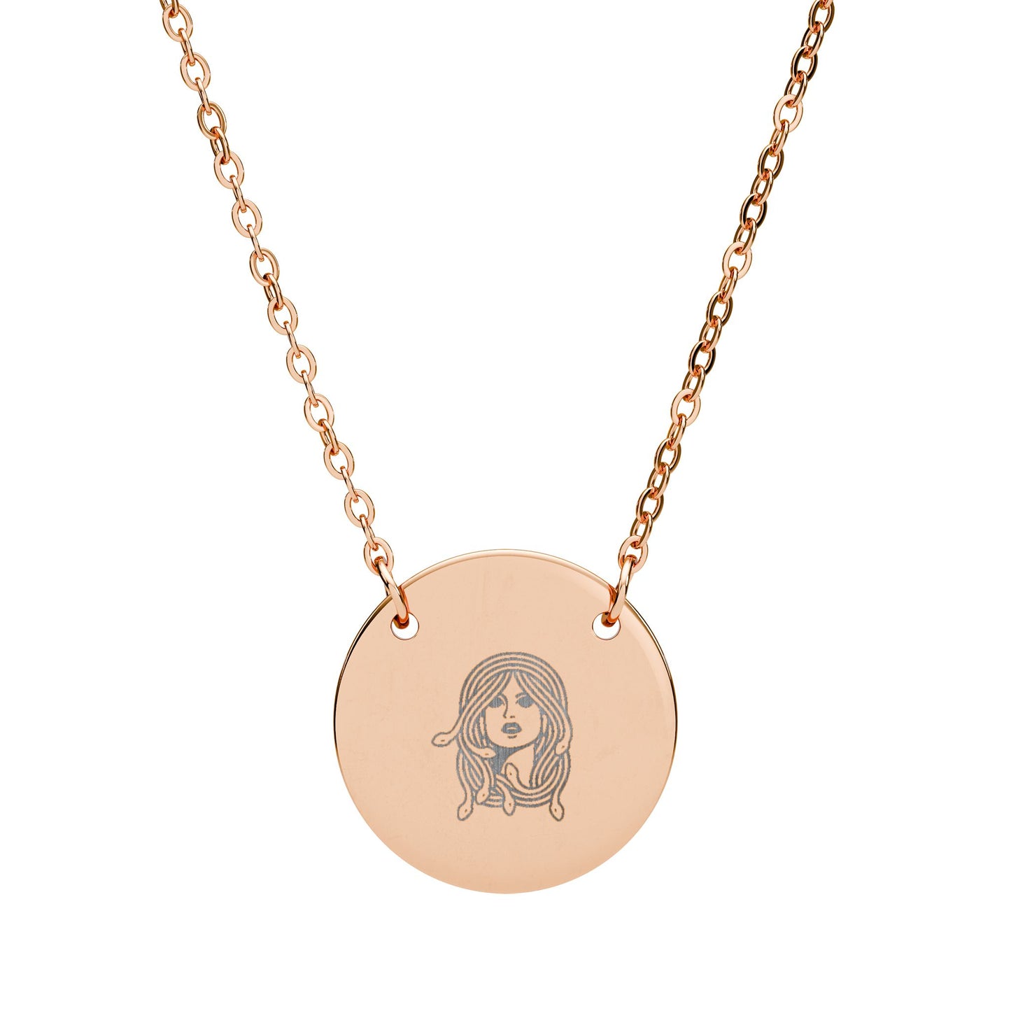 Medusa Greek Mythology | Engraved Circle Pendant Necklace
