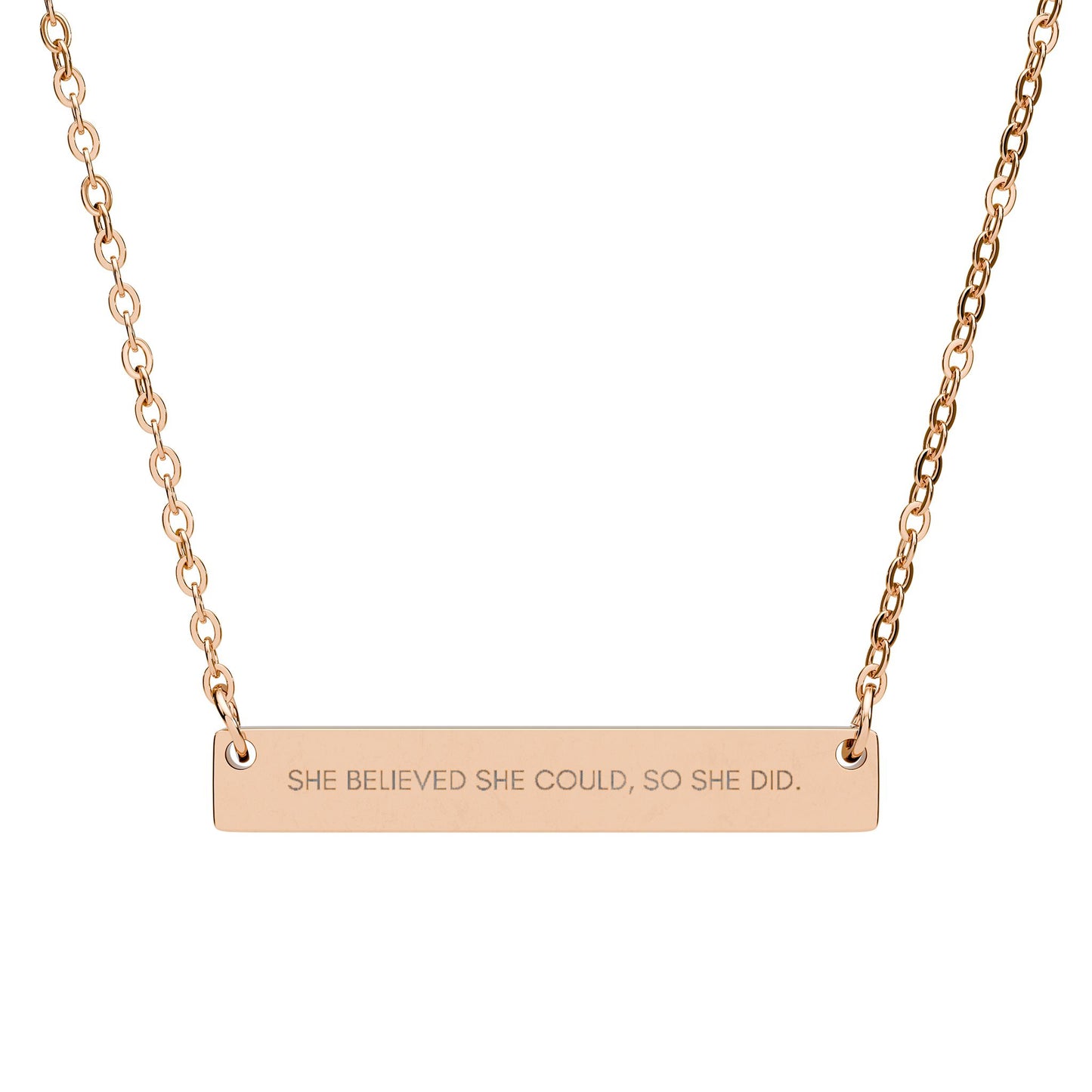 She Believed She Could So She Did | 18K Gold-Plated Horizontal Bar Necklace