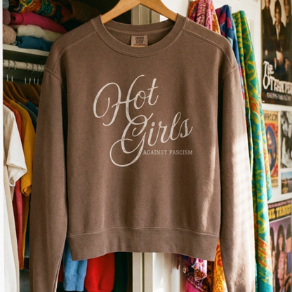 Hot Girls Against Fascism | Mid-Length Crewneck Sweatshirt