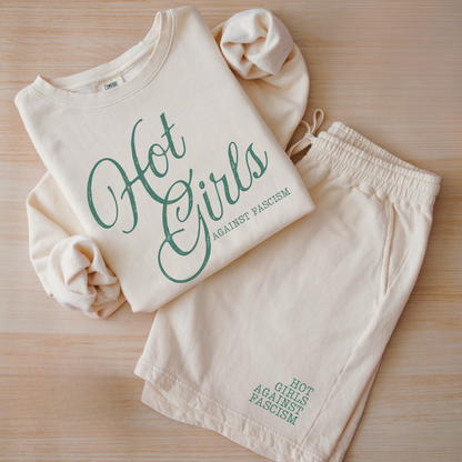 Hot Girls Against Fascism | Mid-Length Crewneck Sweatshirt