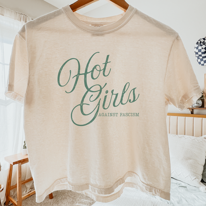 Hot Girls Against Fascism | Mid-Length Cropped Tee