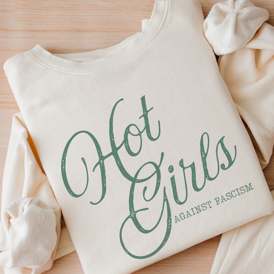 Hot Girls Against Fascism | Mid-Length Crewneck Sweatshirt