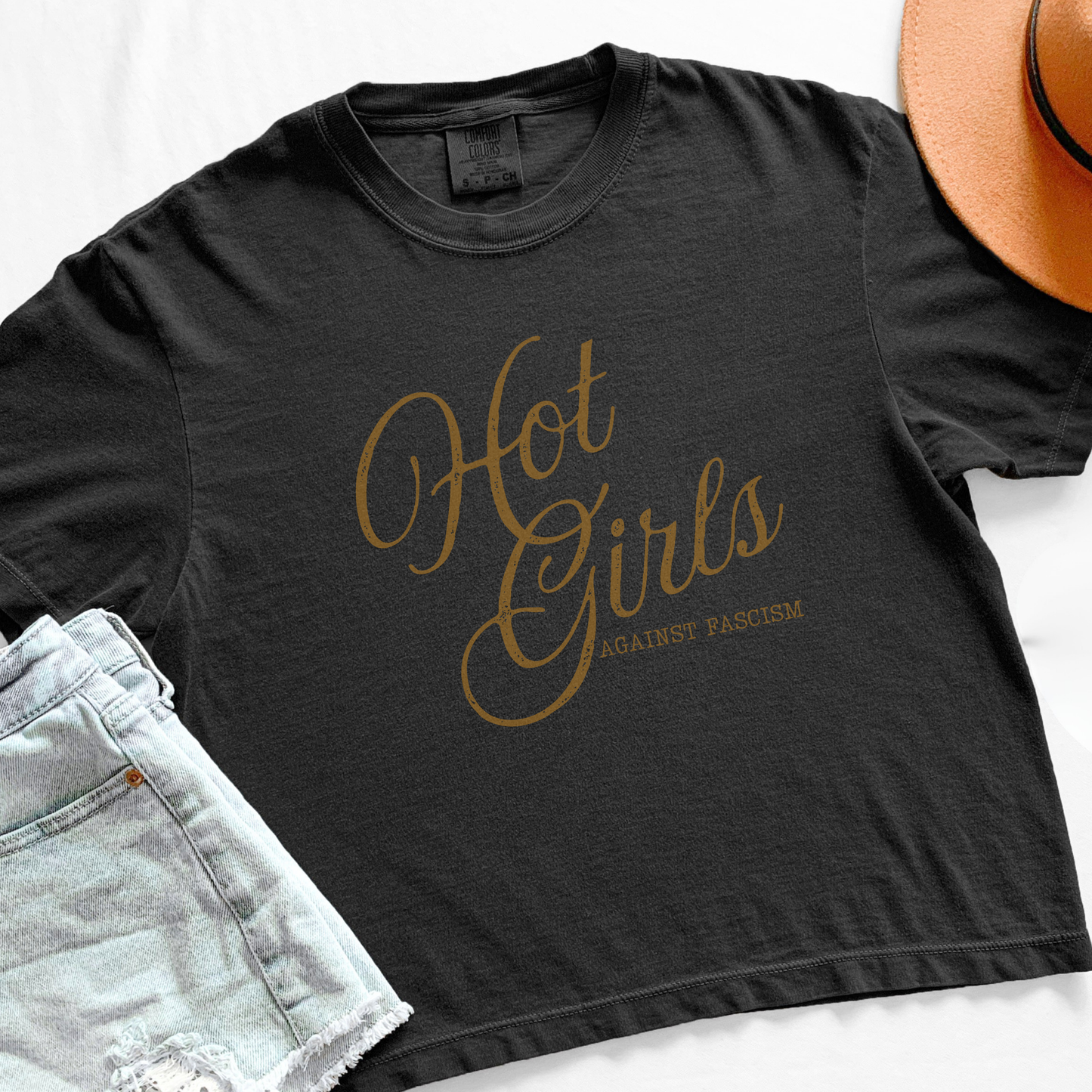 Hot Girls Against Fascism | Mid-Length Cropped Tee