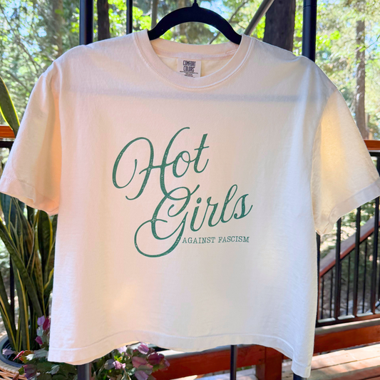 Hot Girls Against Fascism | Mid-Length Cropped Tee