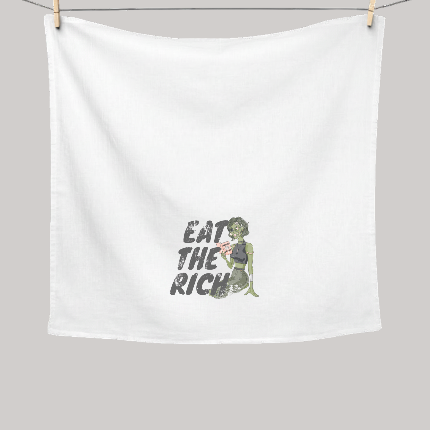 Eat the Rich Educated Zombie | Cotton Tea Towel