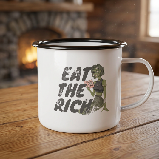 Eat the Rich Educated Zombie | Enamel Mug