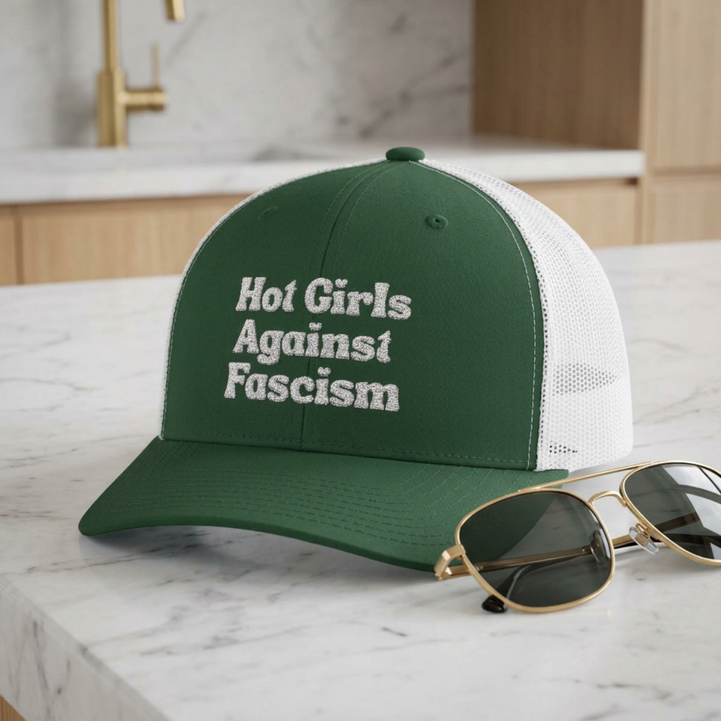 Hot Girls Against Fascism | Embroidered Trucker Hat