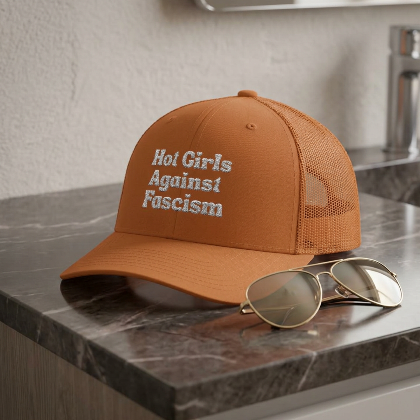 Hot Girls Against Fascism | Embroidered Trucker Hat