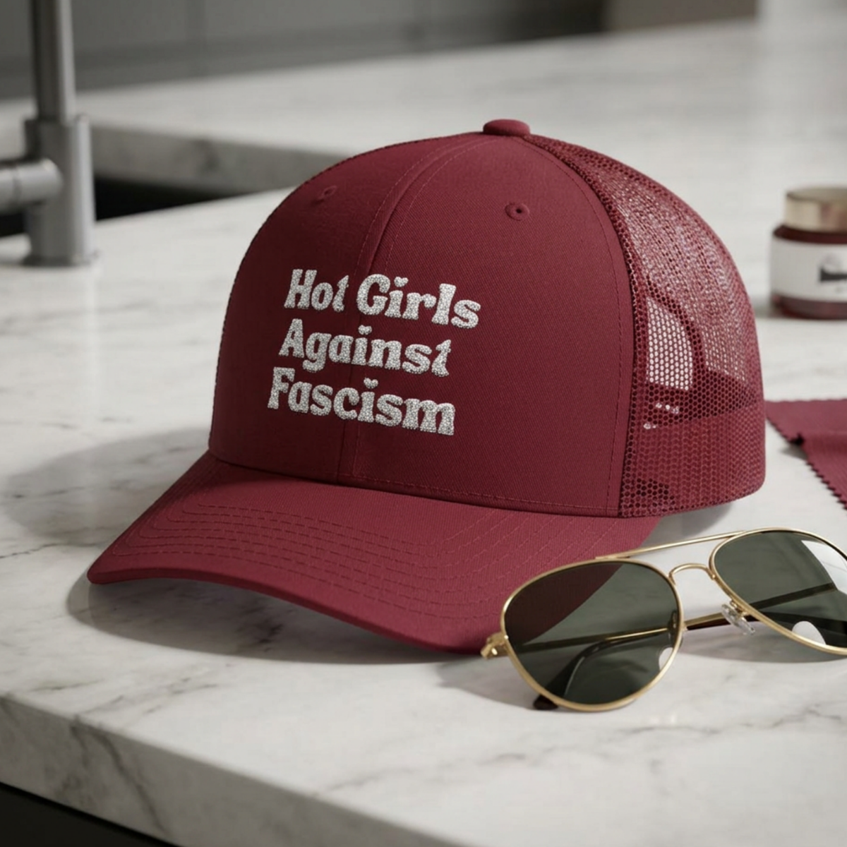 Hot Girls Against Fascism | Embroidered Trucker Hat