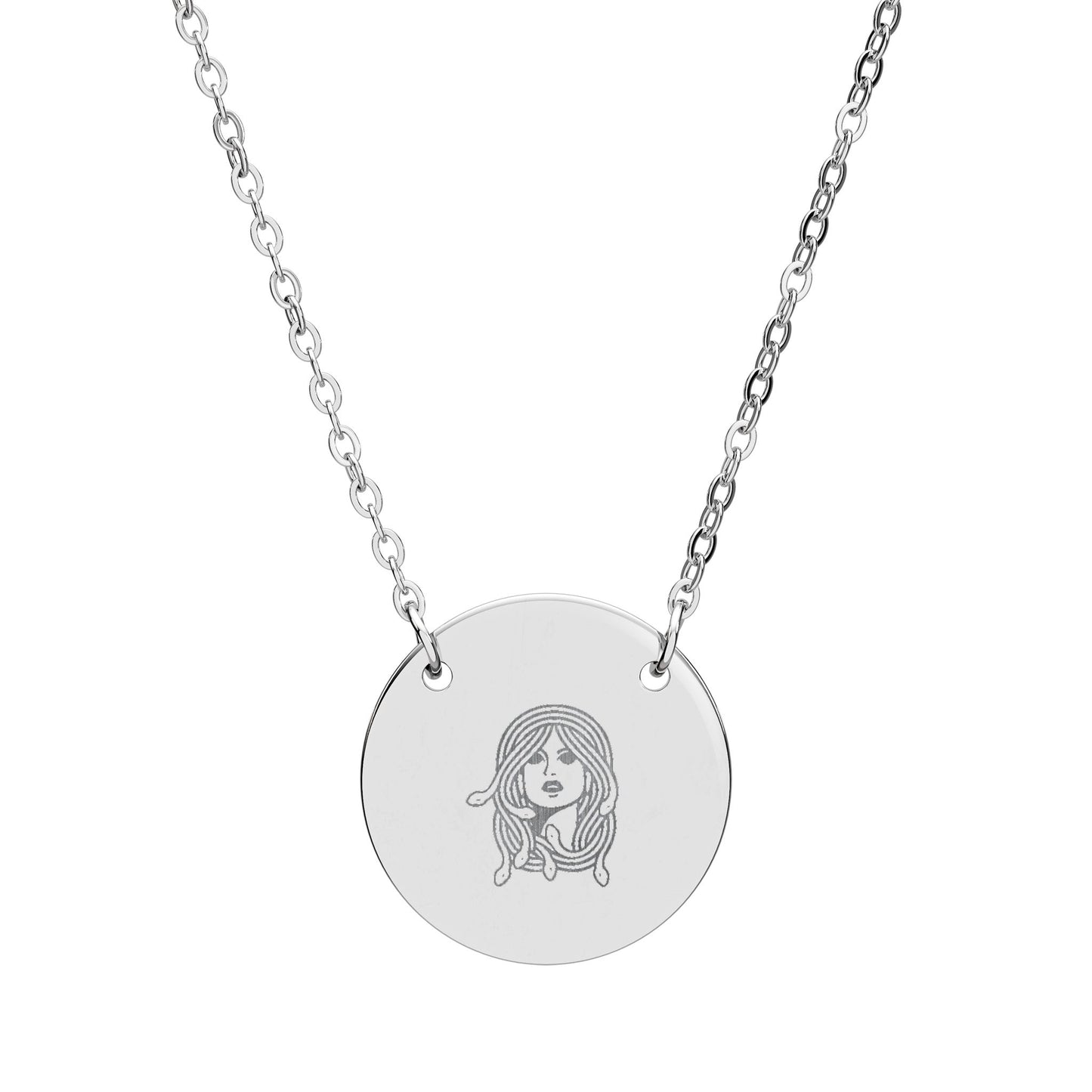 Medusa Greek Mythology | Engraved Circle Pendant Necklace