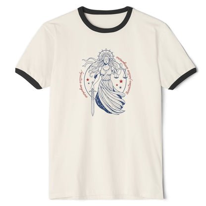 Injustice Anywhere Threatens Justice Anywhere Retro Ringer Tee