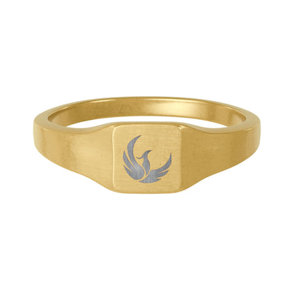 Rising Phoenix | 18K Gold-Plated Crest Square Signet Ring
