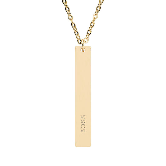 She's Not Bossy, She's A Boss | Vertical Bar Necklace, 18K Gold Plated