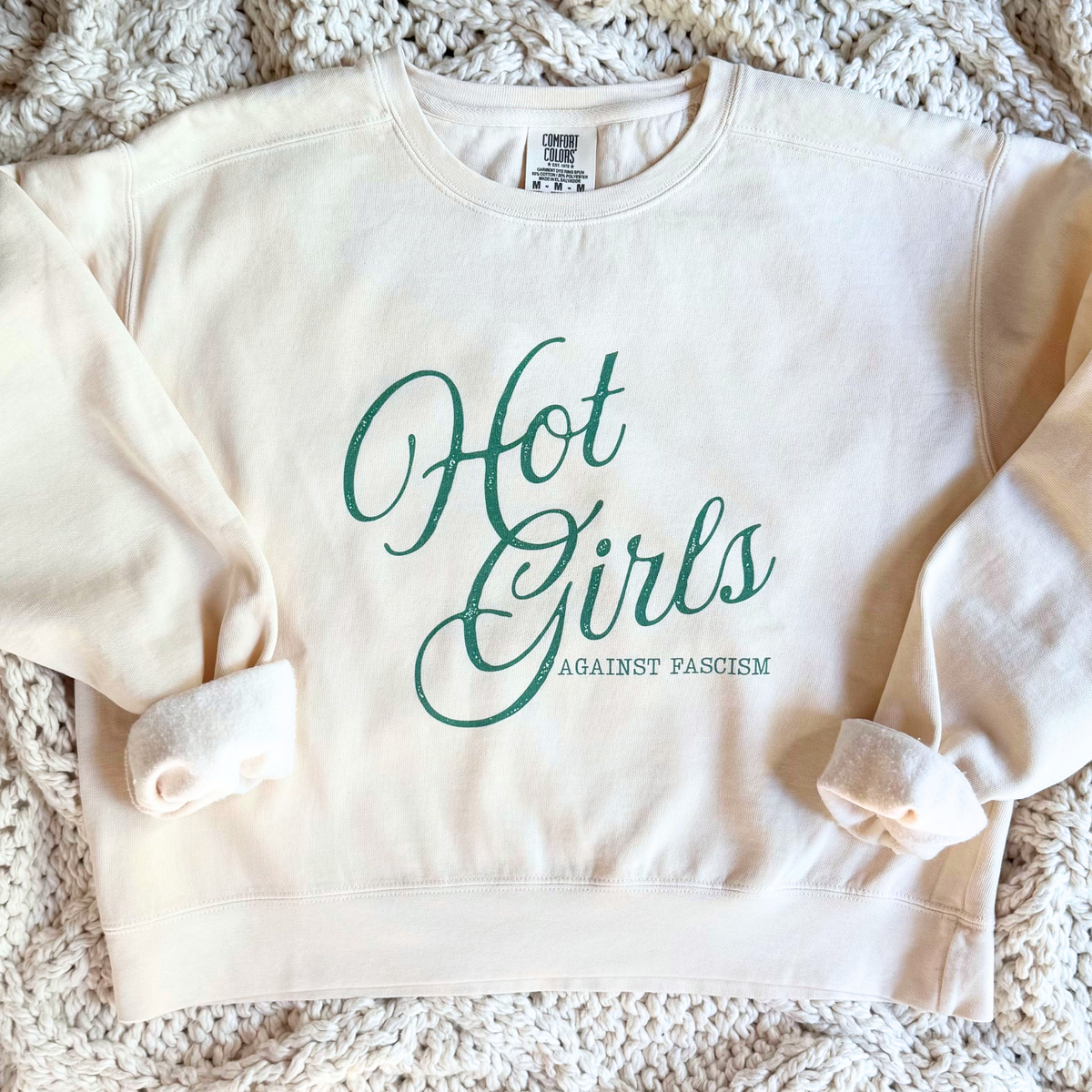 Hot Girls Against Fascism | Mid-Length Crewneck Sweatshirt