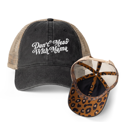 Don't Mess With Mama | Washed Pattern Mesh-Back Trucker Hat
