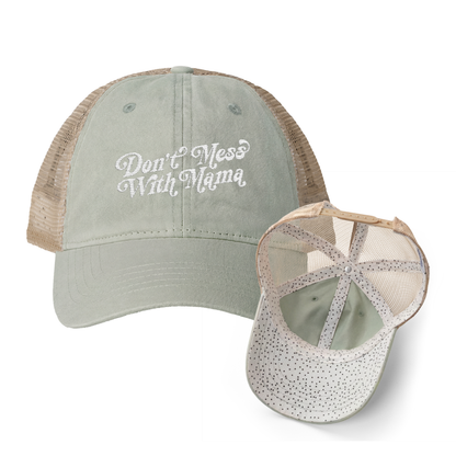Don't Mess With Mama | Washed Pattern Mesh-Back Trucker Hat