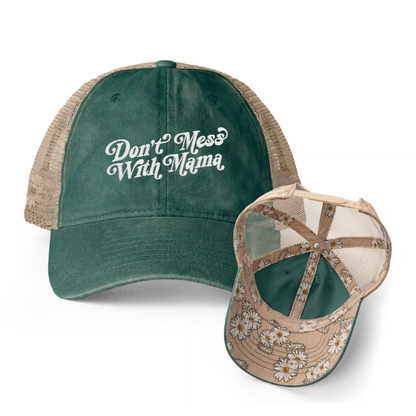 Don't Mess With Mama | Washed Pattern Mesh-Back Trucker Hat