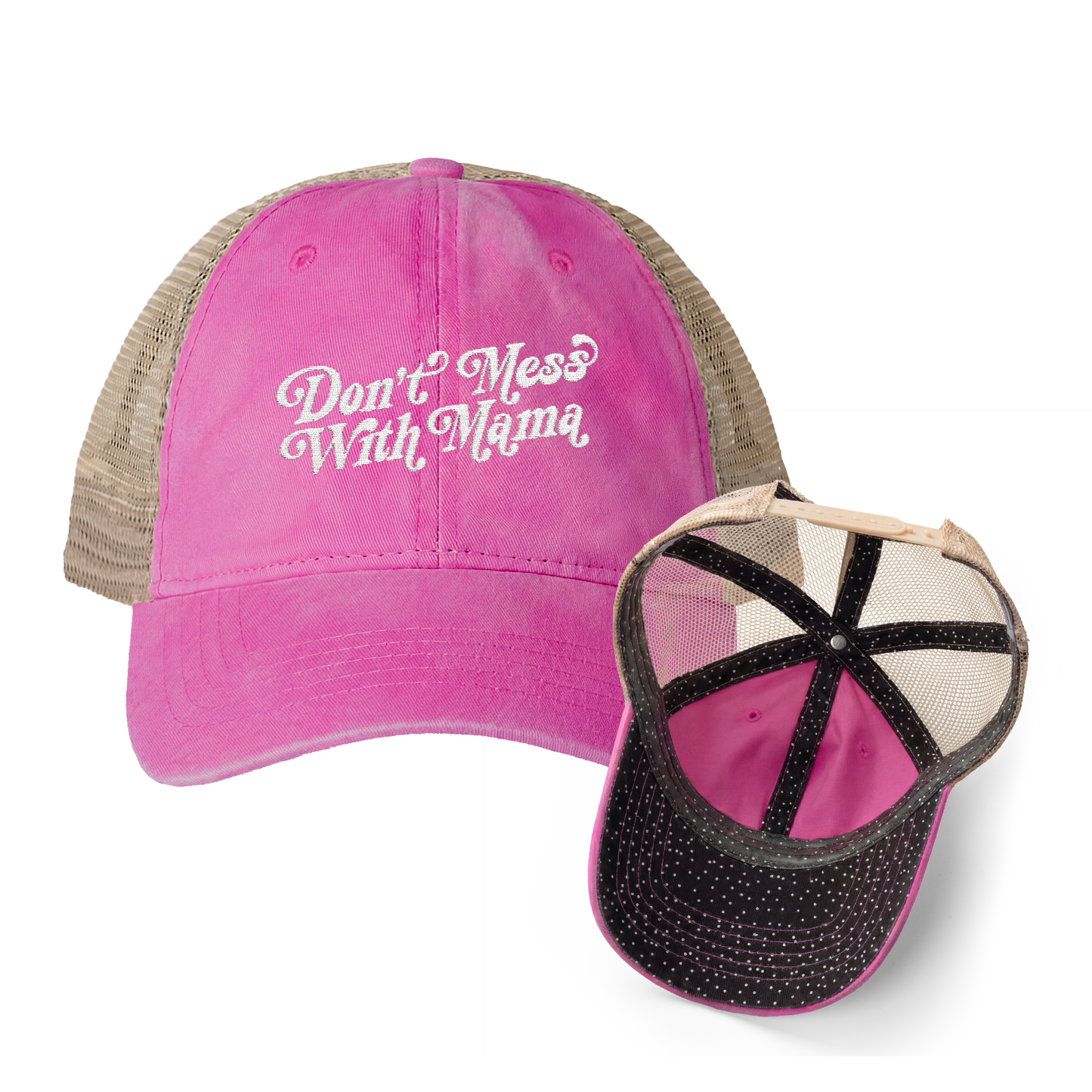 Don't Mess With Mama | Washed Pattern Mesh-Back Trucker Hat
