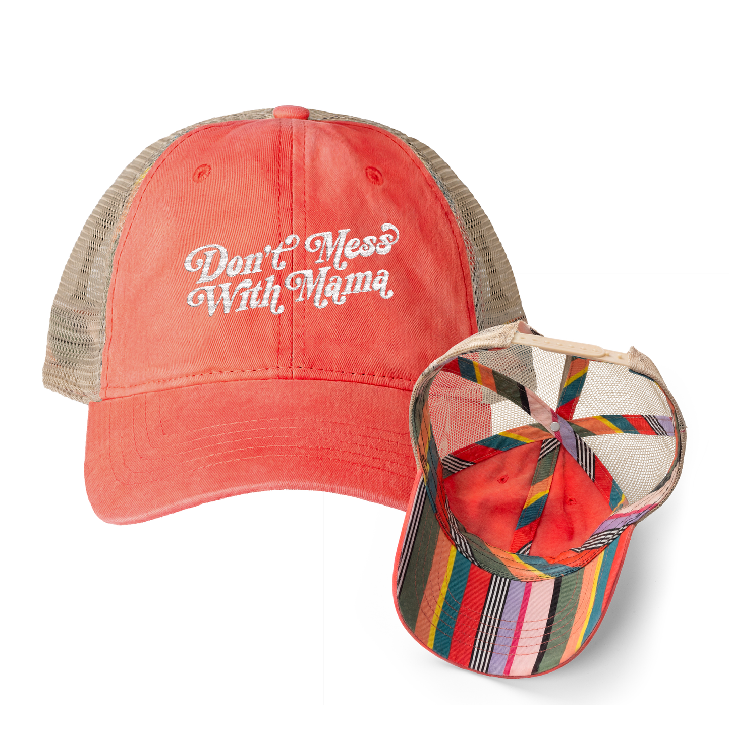 Don't Mess With Mama | Washed Pattern Mesh-Back Trucker Hat