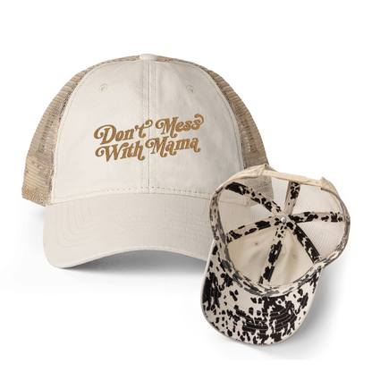 Don't Mess With Mama | Washed Pattern Mesh-Back Trucker Hat
