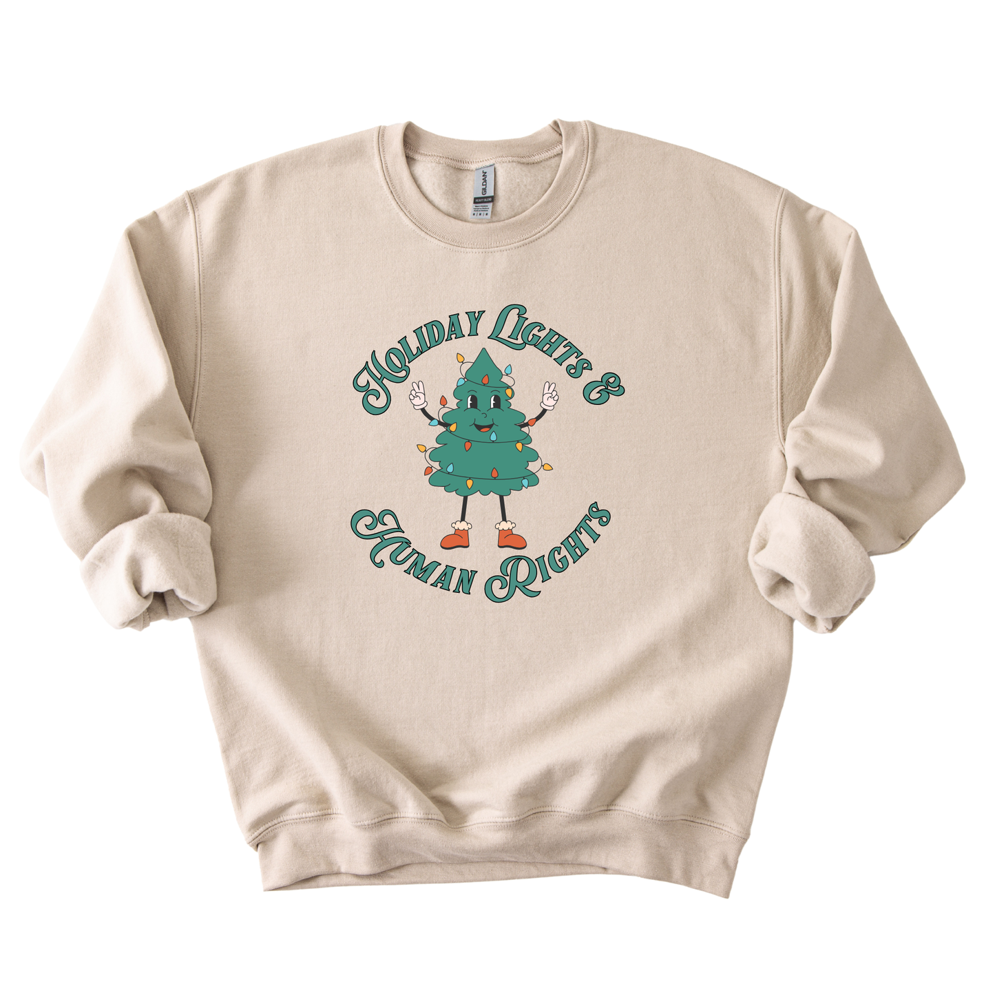 Holiday Lights & Human Rights Christmas Tree Sweatshirt