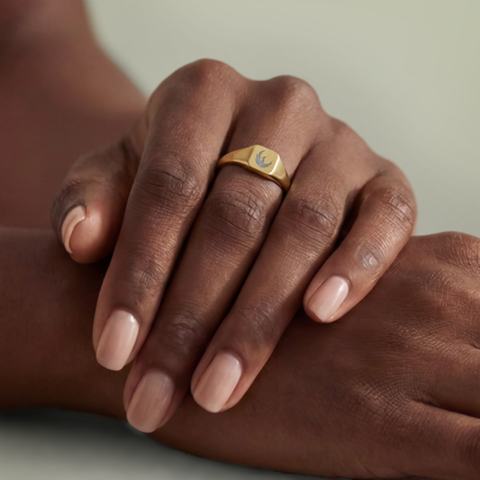 Rising Phoenix | 18K Gold-Plated Crest Square Signet Ring