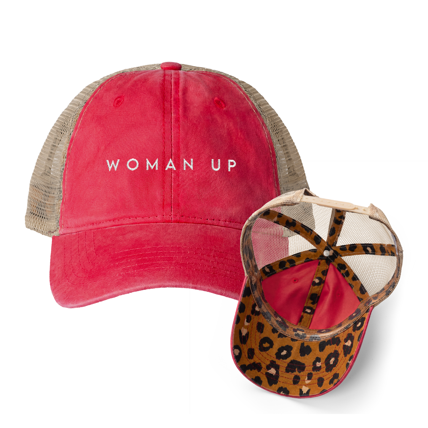 Woman Up | Washed Pattern Mesh-Back Trucker Hat